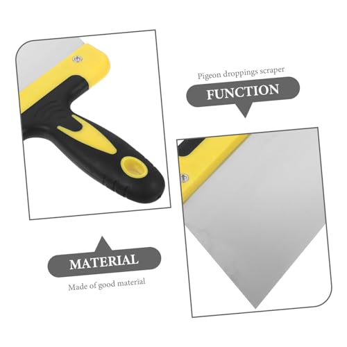 MERRYHAPY Stainless Steel Bird Poop Cleaner Bird Cage Cleaning Scraper with Wide Head and Ergonomic Handle for Droppings Removal on Patios Fences Cages and Outdoor Surfaces