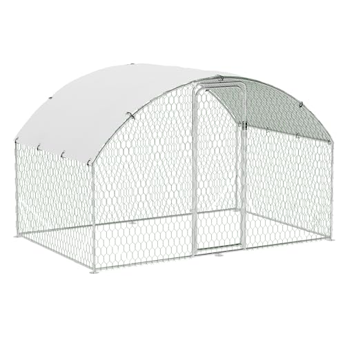 Garvee Metal Chicken Run, 9.8 x 6.5 x 6.5 Ft Metal Chicken Coop for Yard with Waterproof and Anti-Ultraviolet Cover, Dome Roof Walk in Chicken House, Poultry Cage for Hen, Duck and Rabbit - size: 118.1"L x 78.7"W x 78.7"H