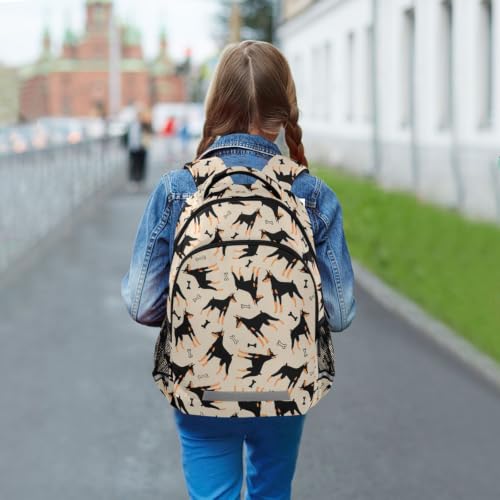 Kids Doberman Cartoon Dog Backpack for Boys Girls School Bags | Elementary Middle, Travel Daypack Lightweight Waterproof with Reflective Strip - color: Doberman Cartoon Dog