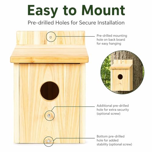 Wooden Bird Houses for Outside Birdhouses Nest Bluebird House for Cardinals Finch Wren Swallow for Garden Viewing 1B - size: 6inch×6inch×9inch