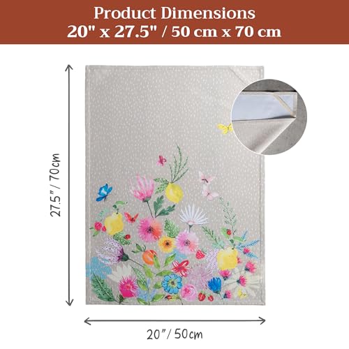 Maison d' Hermine Kitchen Towels Set of 3 Reusable 100% Cotton 27.50" x 20" | Cloth Tea Dish Towels Absorbent with Hanging Loop for Kitchen Dining Wedding Hotel Home Spring Summer - Jardin D'Ete - Fog - color: 047 - Jardin D'ete - Fog