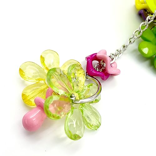 Pullable Bird Plastic Ball Toys with Acrylic Pacifiers and Flowers, Colorful Parrot Toys for Medium and Large Parrot Quaker Monk Parakeet Sun Conures (Light Green) - color: Light green