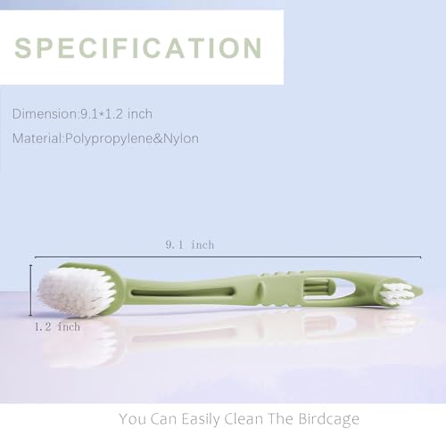 Bird Cage Cleaning Brush with Long Ergonomic Handle - Durable Bristlesfor Cleaning Parrot Cages, Kennels, and Perches,Removes Poop and Keeps Bird Cages Fresh,Essential Bird Cage Accessory