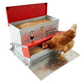 40 lb Automatic Chicken Feeder, Rat Proof Treadle No Waste | 40 lb treadle chicken feeder with visible window, galvanized steel body, no waste design, and weatherproof lid
