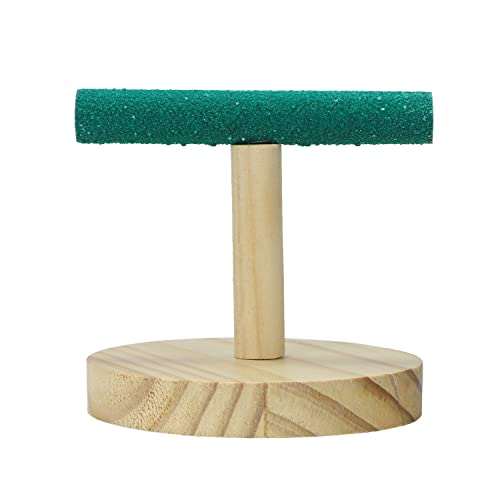 Litewoo Parrot Perch Bird Stand Natural Wood Quartz Sand Birdcage Play Gym T Perch Fits for Budgies Parakeet Cockatiel Conure Lovebirds（A）