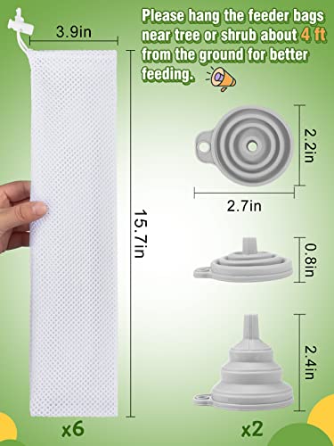 6Pcs Finch Sock Feeder for Outdoor, 3.9" x 15.7" Thistle Seed Sacks, White | MEWTOGO, with Food Grade Funnels, Bird Food Supply Tools, for Garden Yard Wild Finch Feeding - color: White