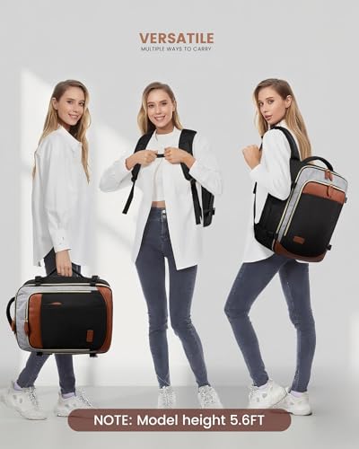 LOVEVOOK 40L Travel Backpack Carry On Airline Approved, Large Backpack with 3 Packing Cubes, TSA Travel Essentials Carry On Bag, Waterproof Weekender Overnight Luggage Daypack, Fits 17.3 Inch Laptop - color: Black-gray-chestnut Brown, size: Large - 17.3 I