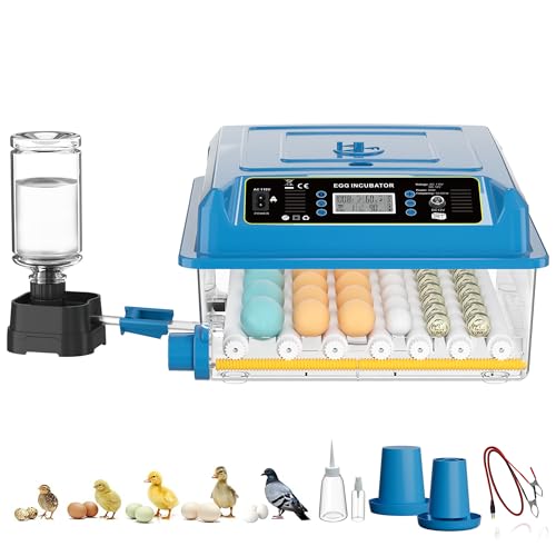 36 Eggs Incubators for Hatching Eggs,Egg Incubator with 4 Auto Incubate Mode, Chicken Incubator with Humidity Display Auto Water Filling,Quail Incubator with Automatic Egg Turning(Blue) - color: Blue, size: 36 Egg