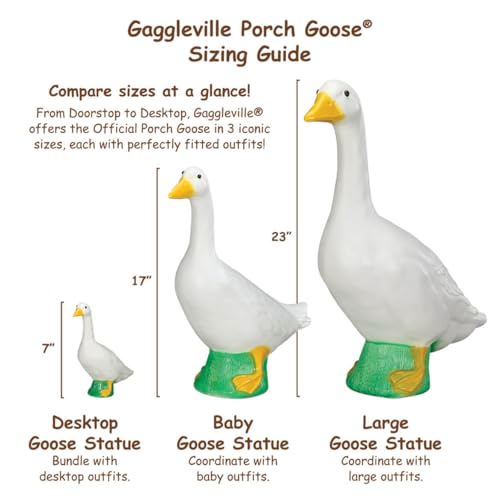 Official Gaggleville Porch Goose Baby Statue - Charming 17" Outdoor | Decorative Figurine for Garden, Patio, or Entryway Accent by Fox Valley Traders - size: Baby