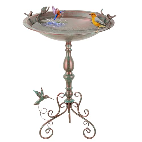 Pedestal Bird Bath for Outside, X-Large Birdbath with 20" Dia Bowl | 28" H Metal Bird Baths & Bird Feeder for Outdoor Garden Patio Yard Decor, Bronze