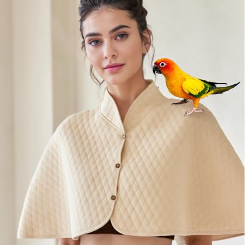 Parrot Anti-Scratch Shoulder Protector - Reusable Bird Diaper & Soft Bird Cape for Macaws, Cockatiels, Conures, Parakeets, Lovebirds and Finches - Pet Shoulder Guard (Beige, Large) - color: Beige