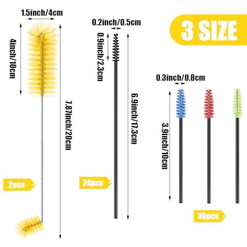 Hummingbird Feeder Cleaning Brush 19 Pieces 3 Size Silver, Glitter | Mini Nylon Double Headed 2 in 1, Hummingbird Brush Hard to Reach Places Tiny Cleaning Kit, Clean Water Cups and Bottles - color: Yellow