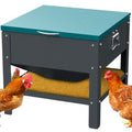 Automatic Chicken and Duck Feeder, 80 LBS Capacity Metal Chicken Feeder, Weatherproof Outdoor Gravity Feeding Barrel, No-Waste Feeder for Backyard Flock (Green) - color: Green