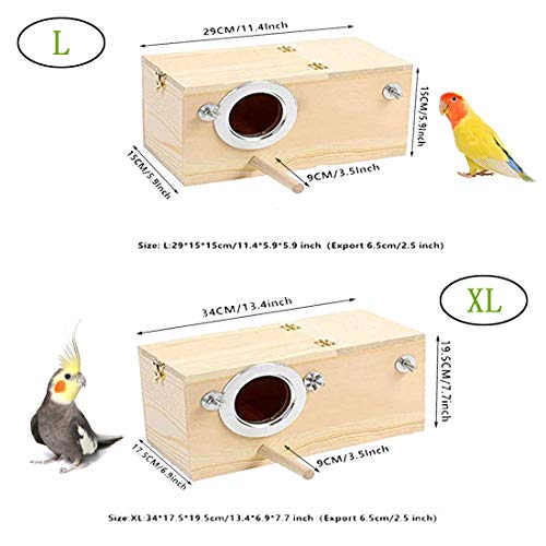 PINVNBY Parakeet Nesting Box Bird House Wood Breeding Box Parrots Mating Box for Lovebirds,Cockatoo,Budgie, Finch,Canary and Medium-Sized Birds(XL) - size: X-Large