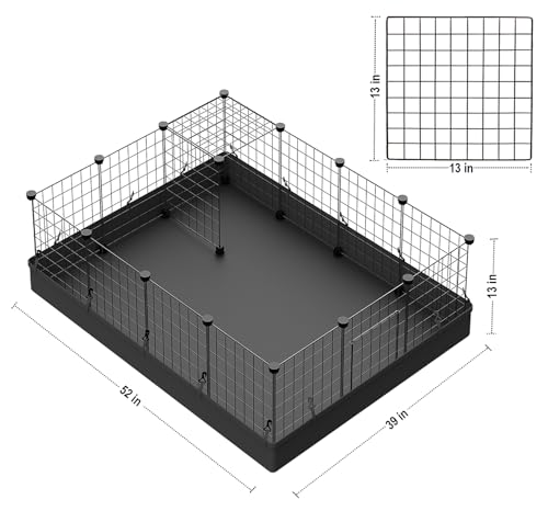 LANGXUN 16pcs Small Animal Playpen with Waterproof Mat, Pet Playpen, Rabbit Guinea Pig Cages, Puppy Kitten Playpen | Indoor & Outdoor Portable Metal Wire Yard Fence 13"x13" - style: 16 Metal Panels & Mat(13'' x 13")