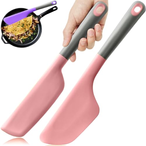 Silicone Omelette Spatula Turner, Flip Fold Omelet Turner, 13Inch | Flexible Egg Flip Tool for Non-stick Pans, Heat Resistant omelette flipper for Kitchen Omelet Pancake Crepes,Pink - color: Pink