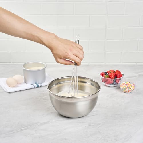 Restaurantware 10.5 in Stainless Steel Ball Whisk - German Standard Egg Beater with Ergonomic Handle, Dishwasher Safe - Manual Mixer Cooking Whisk for Baking, Stirring, Sauces, Beating - color: Ball Whisk, size: 10 3/4"