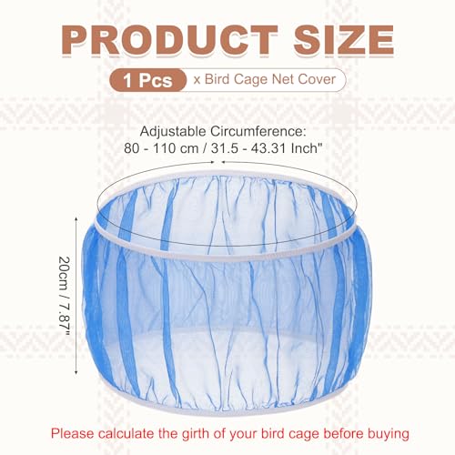 Bird Cage Seed Catcher, Bird Cage Net Cover Seeds Guard, Universal Birdcage Accessories, Blue, Circumference 31.5"-43.3", Height 7.9" for Parrot Cockatiel Enclosures - color: Blue, size: Circumference 31.5"-43.3", height 7.9"