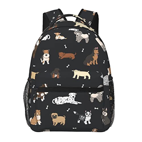 Fiokroo Puppy Dogs Cute Animals Backpack School Bag For Students Teens Men Women Laptop Backpacks Travel Daypack With Multiple Pockets Cute Dogs（black） - color: Cute Dogs（black）