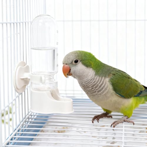 Bird Water Dispenser for Cage, 3.7 FL OZ, Automatic Bird Water Feeder ABS Suspended Parrot Cage Food Bowl Drinker, for Parakeet, Cockatiel, Budgie, Conure, Lovebirds