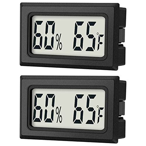 Mini Digital Thermometer 2-Pack Hygrometer Indoor Humidity Monitor Temperature Humidity Gauge Meter with Fahrenheit (℉) for Greenhouse, Garden, Cellar, Closet Etc by DWEPTU