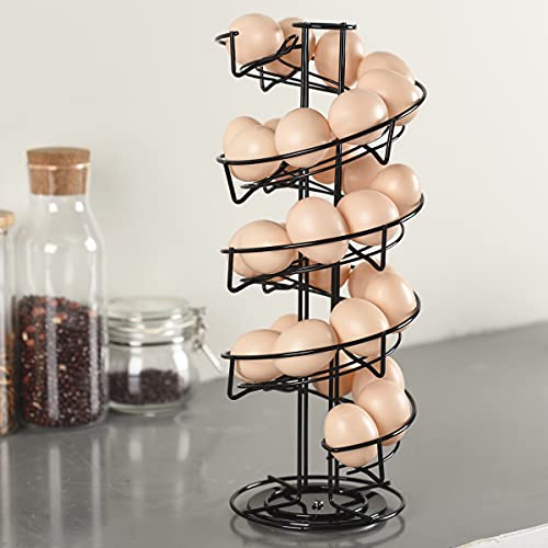 Toplife Spiral Design Metal Egg Skelter Dispenser Rack, Storage Display Rack, Black - color: Black
