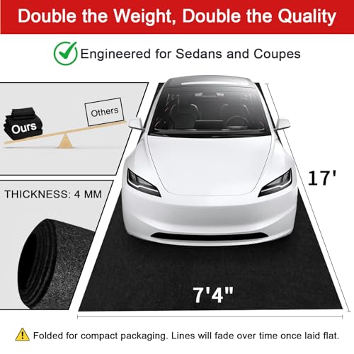 Heavy-Duty Garage Floor Mat 17' x 7'4" - Waterproof Garage Flooring for Cars & SUVs, Durable Garage Mats for Floor, Oil Spill Resistant Garage Pad, Under Car Mat, Garage Rug for Floor, Oil Change Mats - size: 7'4" x 17' (Rectangular)