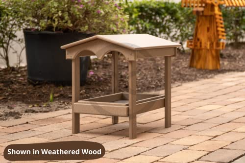 DutchCrafters Recycled Plastic Poly Large Raised Platform Covered Ground Fly Through Bird Feeder with Removable Seed Tray for Outdoors - USA Amish Made (Cherrywood) - color: Cherrywood