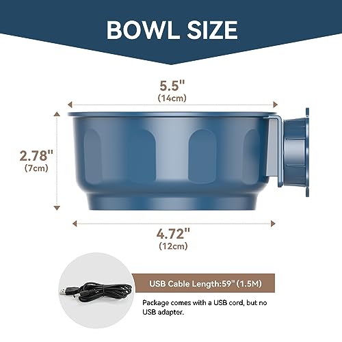 Indoor Pet Small Heated Water Bowl, Cat Thermal Bowl in Winter, 600ML Hanging Heated Water Bowl for Rabbit Cage Dog Crate, Indoor USB Portable Warm Dish for Dogs Cats Rabbits Birds, Blue - size: 600ML(Blue)