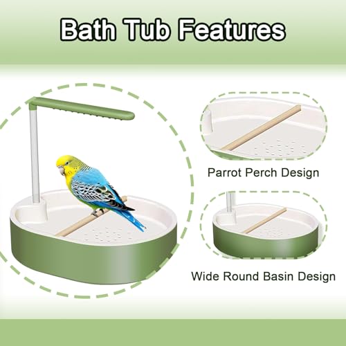 Parrot Shower, Automatic Parakeet Bird Bath with Pump, Large Bird Shower Fountain, Bird Bath for Parakeets for Pet Birds, Conure, Cockatoo, Budgie, Lovebird, Finches