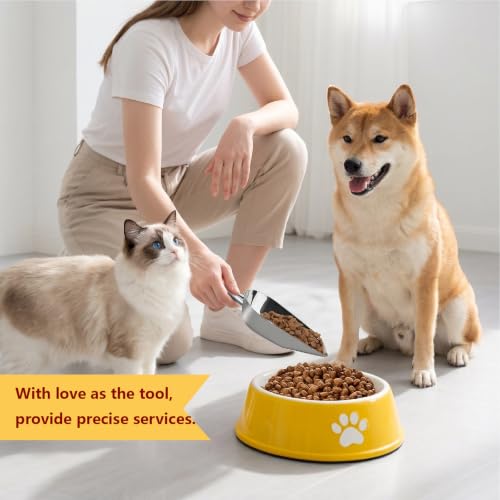 304 Stainless Steel Dog Food Scoop, 1 Cup Pet Food Measuring Cup with Long Handle for Dogs, Cats, Rabbits and Kitchen