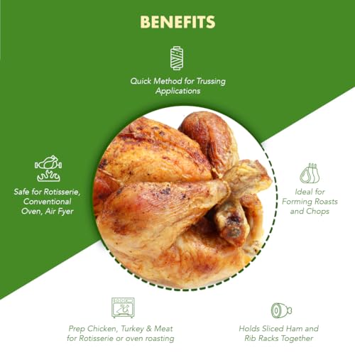Regency Wraps Trussing Bands, 7 Inch Poultry Loops, 50 Pack, Oven Safe | Food Safe Cotton Elastic For Making Rotisserie Chicken, Roasting Turkey, Forming Roasts, Alternative To Butcher Twine
