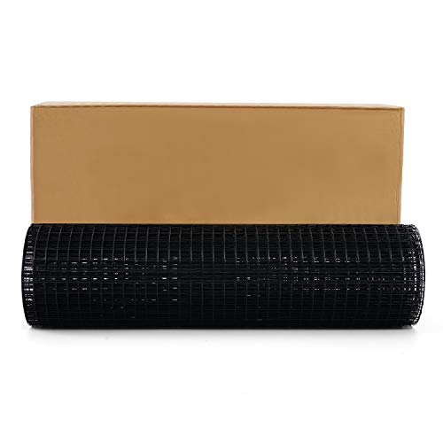48'' x 50' 1/2inch Hardware Cloth 19 Gauge Black Vinyl Coated Welded Fence Mesh for Home and Garden Fence and Home Improvement Project - size: 48'' x 50'-19 Gauge