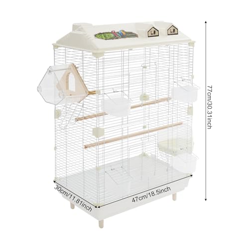 Bird Cage, 2-Tier Freestanding Flight Cage for Small Birds