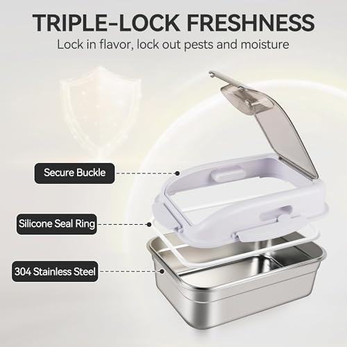 ALL FOR PAWS Stainless Steel Pet Food Storage Container with Airtight Lid & Scoop, 304 Stainless Metal Storage Bin for Small Dog Food&Treats, Cat Food, Bird Seed, Up to 11 Lbs,Keep Fresh,Easy to Clean