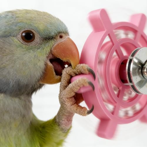 Spinning Bird-Toys Bird Cage Toys & Bird Perch Parrot-Parakeet Budgie Cockatiel Conure Macaw Chicken Parrot Enrichment Cage Accessories Small Animal Chewing Toy (Rosy Spinner) - color: Rosy Spinner