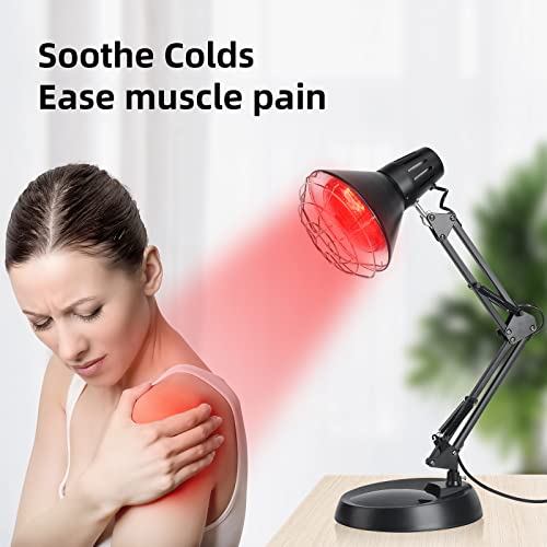 Red Light Heating Lamp with Base, Heat Lamp Device with 150W Bulb | Adjustable Red Heating Lamp Set, Multi-area Gentle Warm Light for Daily Cosmetic Use
