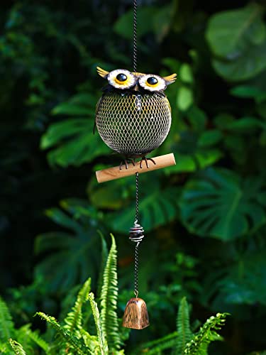 Solar Bird Feeder,Squirrel-Proof Bird Feeders for Outside,Cute Animal Shaped Birdfeeders,Owl Decoration Gifts(Owl Shaped) - style: Owl Shaped