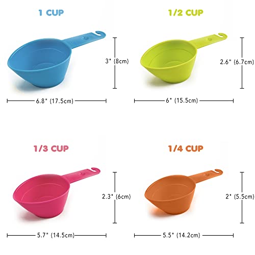 SunGrow Cat Food Measuring Cup Set, 4-Piece Pet Food Scoops for Dogs & Cats