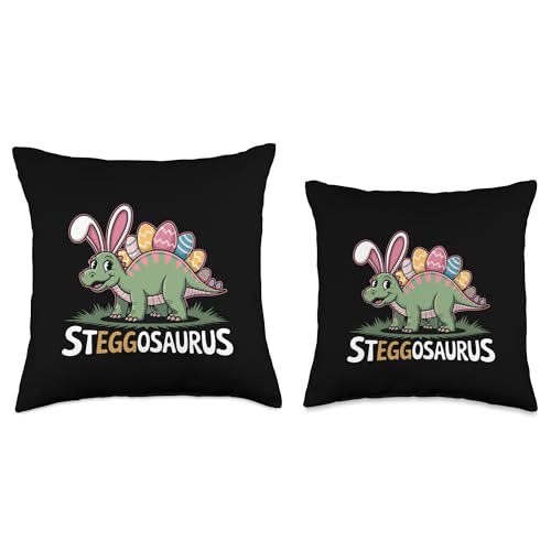 Easter Steggosaurus Cute Kid's Dinosaur Easter Egg Scales Throw Pillow - size: 18x18