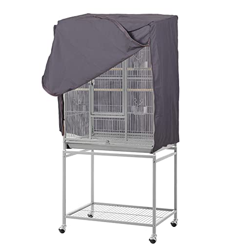 QBLEEV Birdcage Covers, Breathable Universal Bird Parrot Cage Cover Shade | Blackout windproof light-proof covering reduces distractions night accessories cloth without cage-24.8x17.7x31.5in (LxWxH) - color: Grey