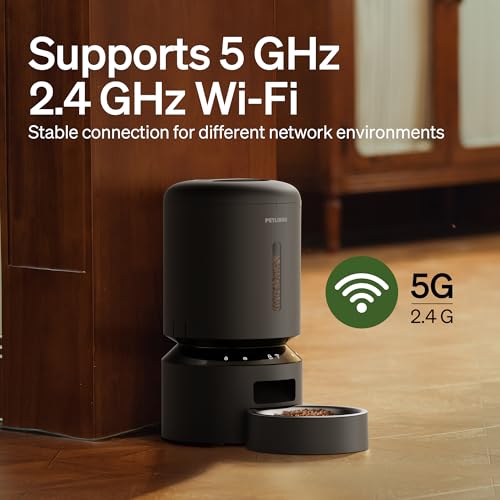 PETLIBRO Automatic Cat Feeder, 5G WiFi Automatic Dog Food Dispenser with Freshness Preservation, 5L Timed Pet Feeder with Low Food Sensor, Up to 10 Meals Per Day, Granary Black - color: Black, size: 5L-with WiFi