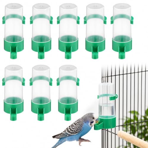 10 PCS Automatic Bird Water Feeder for Cage Drinking Dispenser | Green Plastic Easy Mount Bird Dispenser, 3.3 Inch Durable Water Fountain Cups, Easy Clean and Secure Daily Cage Feeding