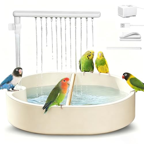 Automatic Bird Bath, Large Bird Shower Fountain, Parrot Bathtub with Circulating Faucet, Indoor Fountain with USB Pump for Cockatiel, Conure, Budgie, African Grey, Lovebird - color: C