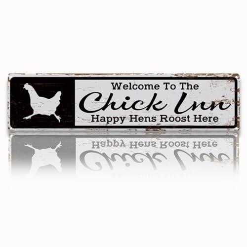Rustic Farmhouse Style Chicken Coop Sign, Metal Outdoor Chicken House Signs, Chick Inn signs, Retro Metal Tin Sign, Farmhouse Decor, Backyard Hen House Gift 15.8x4 Inch - color: Farmhouse 14