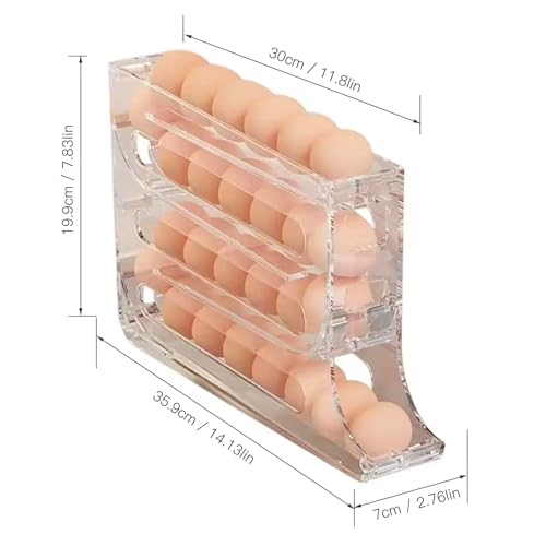 Automatic Rolling Egg Storage For Refrigerator,Fridge Organizer,Space Saving Refrigerator Egg Holder For Fridge,Egg roller holds 28 eggs,For Refrigerator,Kitchen,Cabinets,Tabl(transparent) - color: T.C.