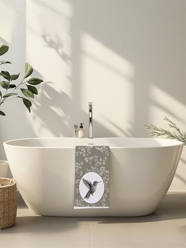 Vintage Spring Floral Hummingbird Kitchen Towels, Hummingbird Gifts for Women Decorative Dish Tea Towel Dishcloth, Farmhouse Bird Sage Green Hand Towels for Bathroom Kitchen659 - color: Hcolor011