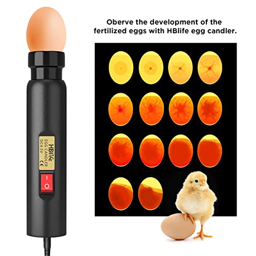 Blife Wired LED Egg Candler, Bright Cool Light Egg Candler Tester for Monitoring Egg Development with 2 Soft Rubber