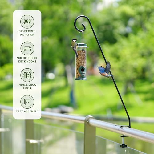Heavy Duty Extensible Deck Hook - Adjustable for Hanging Bird Feeders, Plants, Suet Baskets, Wind Chimes, Lanterns - size: 28in Long Curled Hook-1 Pack