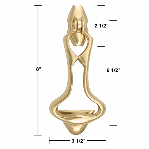 Renovators Supply Manufacturing Cast Brass Door Knockers for Front Door 8 in. Ornate Door Knocker with Mounting Hardware - color: Brass ornate